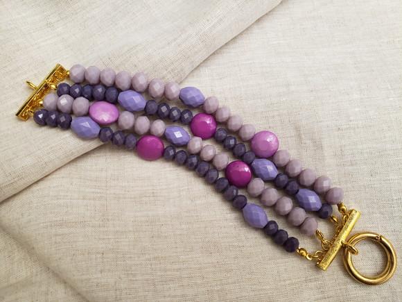 Pulseira de Cristal em Tons de Lavanda