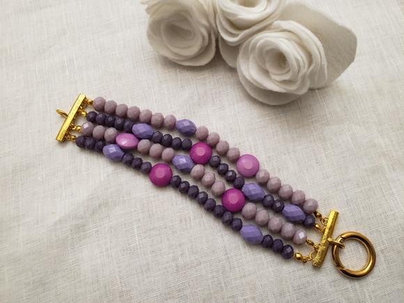 Pulseira de Cristal em Tons de Lavanda