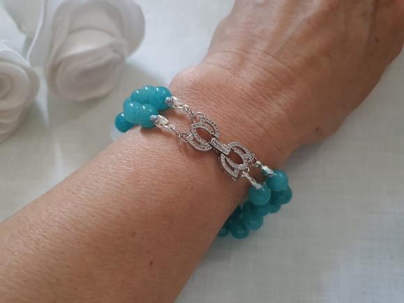 Pulseira de Pedra Natural Jade Azul Capri