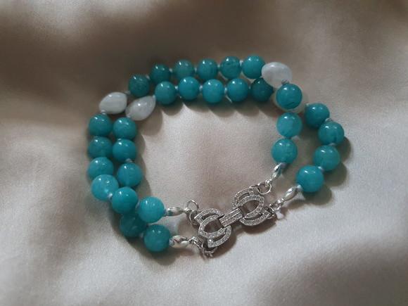 Pulseira de Pedra Natural Jade Azul Capri