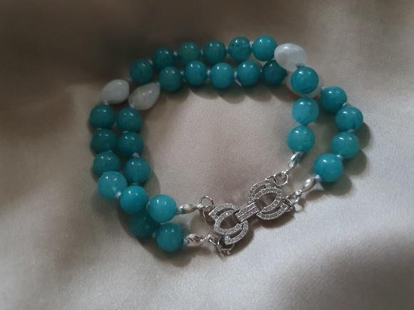 Pulseira de Pedra Natural Jade Azul Capri