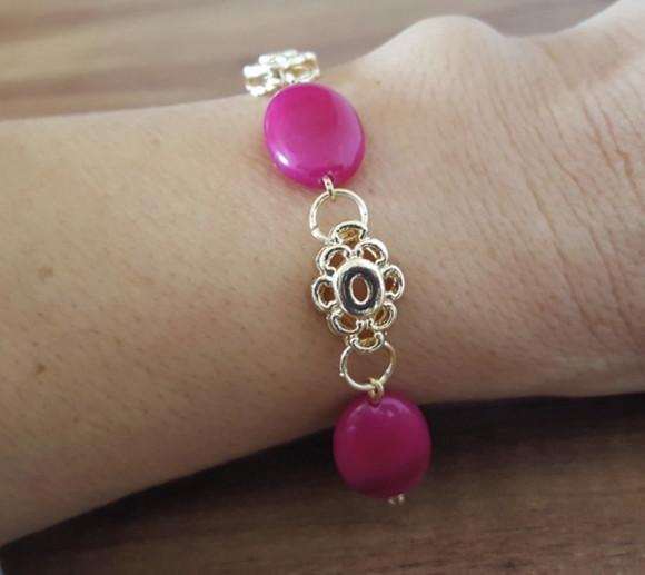 Pulseira De Pedra Natural Jade Chiclete