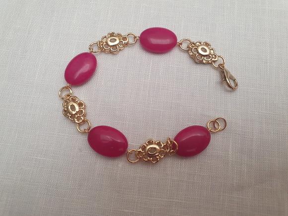 Pulseira De Pedra Natural Jade Chiclete