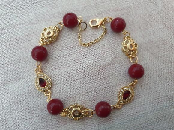 Pulseira de Pedra Natural Jade Rubi