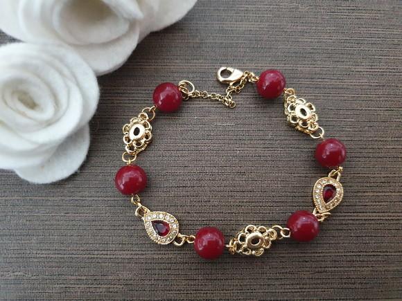 Pulseira de Pedra Natural Jade Rubi