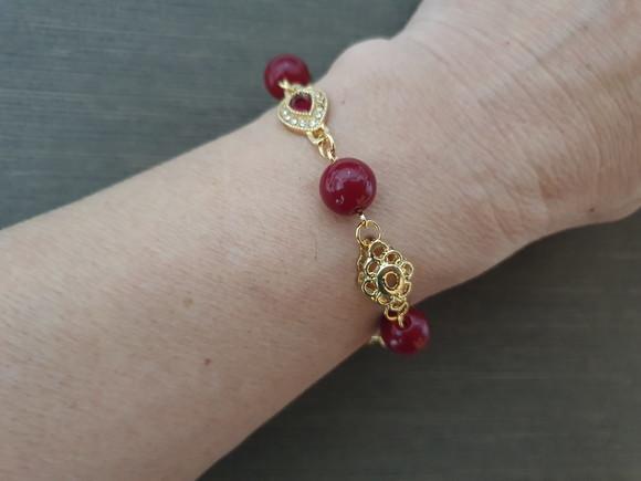 Pulseira de Pedra Natural Jade Rubi
