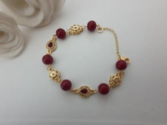 Pulseira de Pedra Natural Jade Rubi