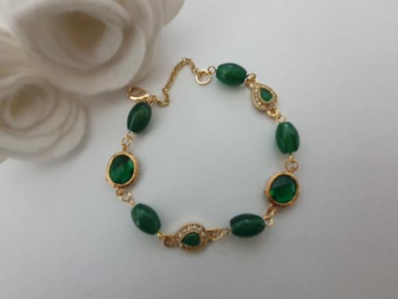 Pulseira de Pedra Natural Jade Verde