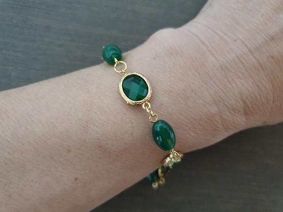 Pulseira de Pedra Natural Jade Verde