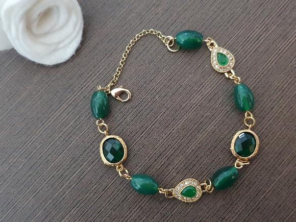 Pulseira de Pedra Natural Jade Verde