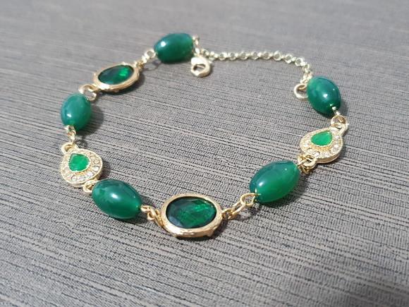 Pulseira de Pedra Natural Jade Verde