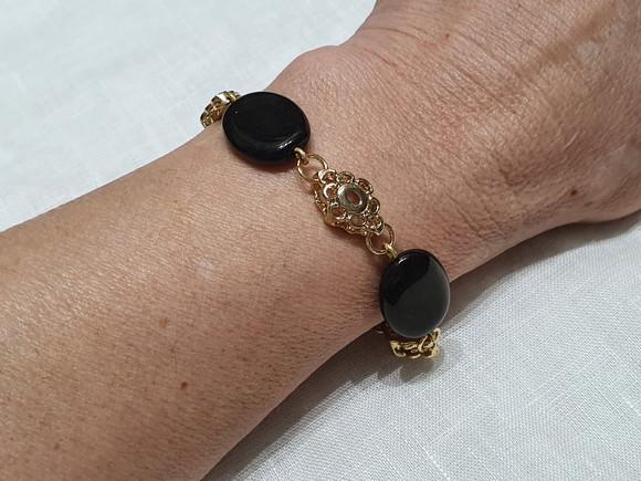 Pulseira de Pedra Natural Ônix