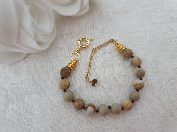 Pulseira De Pedras Jasper Imperador