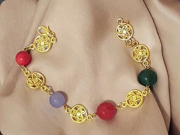Pulseira de Pedras Naturais Coloridas