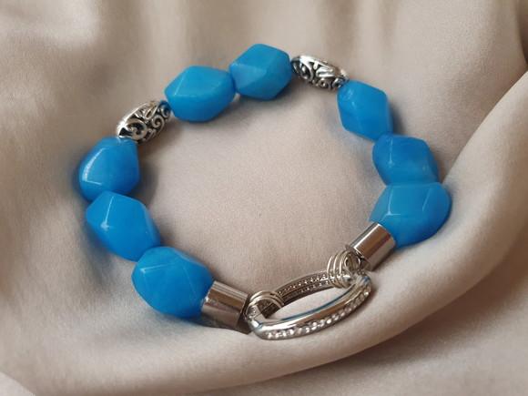 Pulseira de Pedras Naturais Jade Celeste