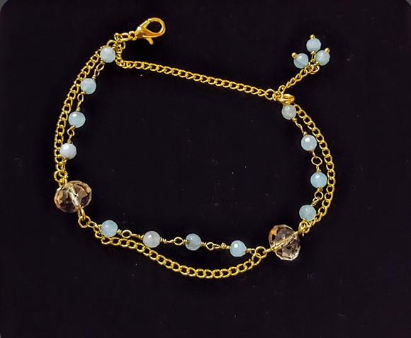 Pulseira de Pedras Naturais Jade e Cristal