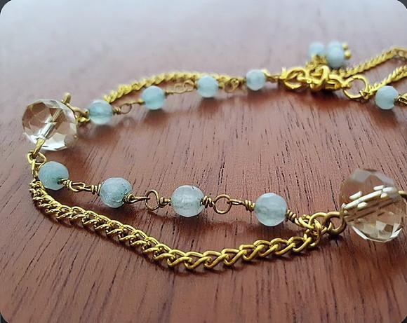 Pulseira de Pedras Naturais Jade e Cristal