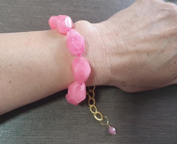 Pulseira De Pedras Naturais Jade Pink