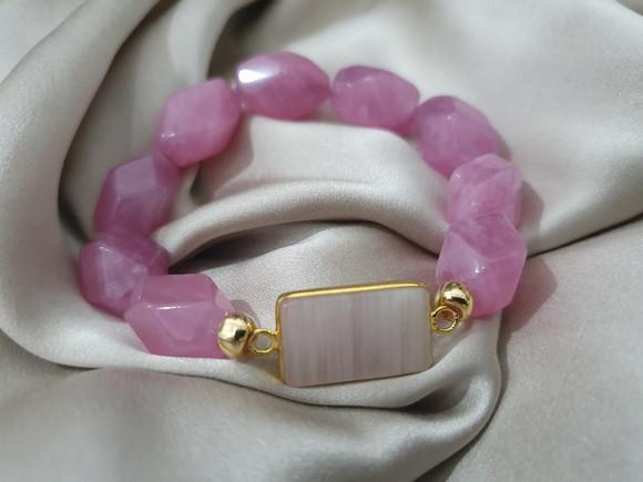 Pulseira de Pedras Naturais Jade Rosa