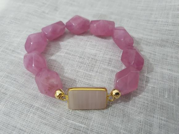 Pulseira de Pedras Naturais Jade Rosa