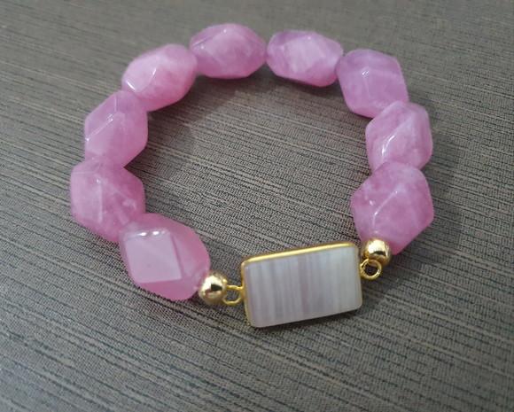 Pulseira de Pedras Naturais Jade Rosa