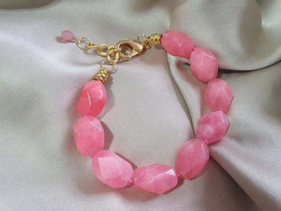 Pulseira De Pedras Naturais Jade Pink