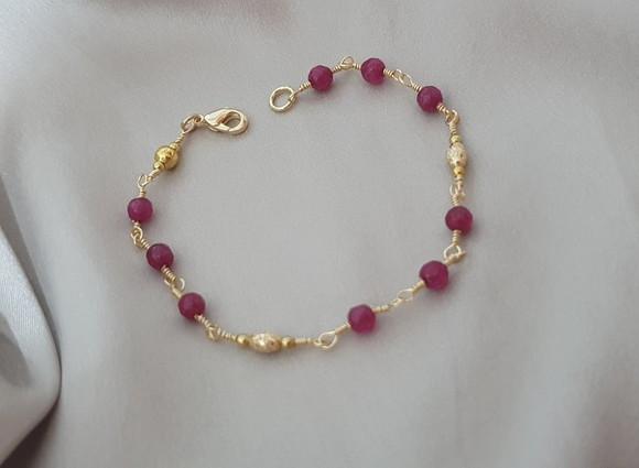 Pulseira de Pedras Naturais Jade Rubi