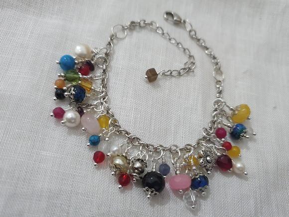 Pulseira de Pedras Naturais Multicoloridas