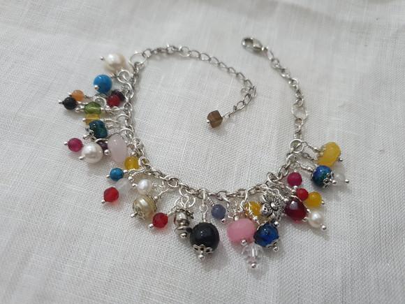 Pulseira de Pedras Naturais Multicoloridas
