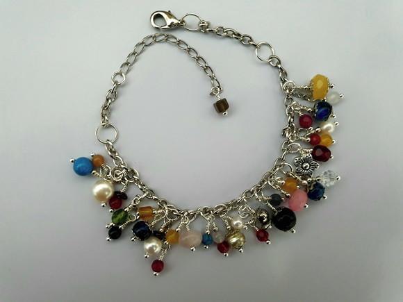 Pulseira de Pedras Naturais Multicoloridas