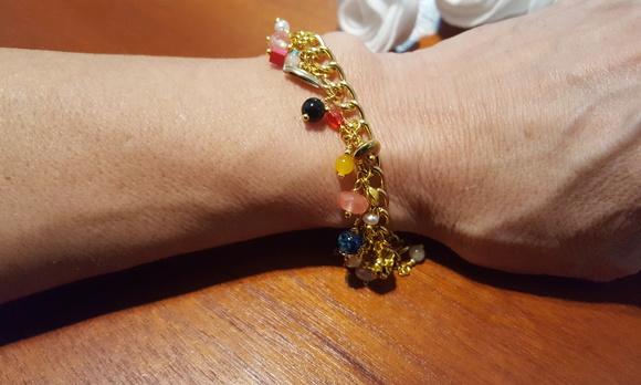 Pulseira de Pedras Naturais Multicoloridas