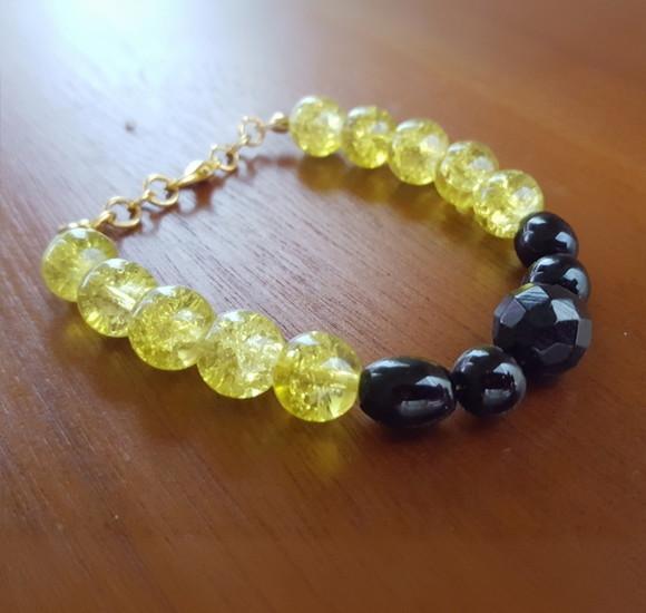 Pulseira de Pedras Naturais Ônix e Cristais Fusion