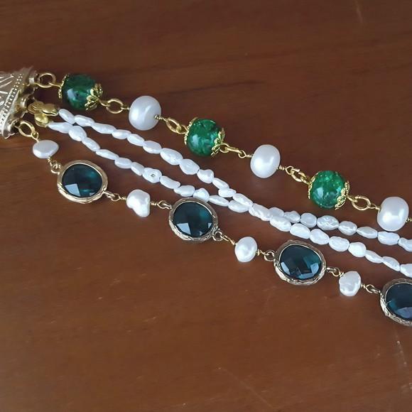 Pulseira de Pérolas Naturais e Cristais Fusion Verde