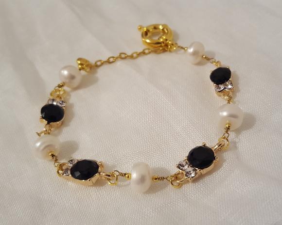 Pulseira de Pérolas Naturais/Cabochão
