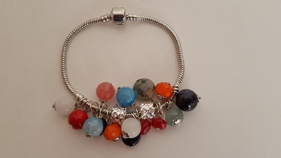 Pulseira de Prata e Pedras Naturais