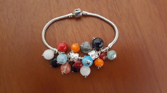 Pulseira de Prata e Pedras Naturais