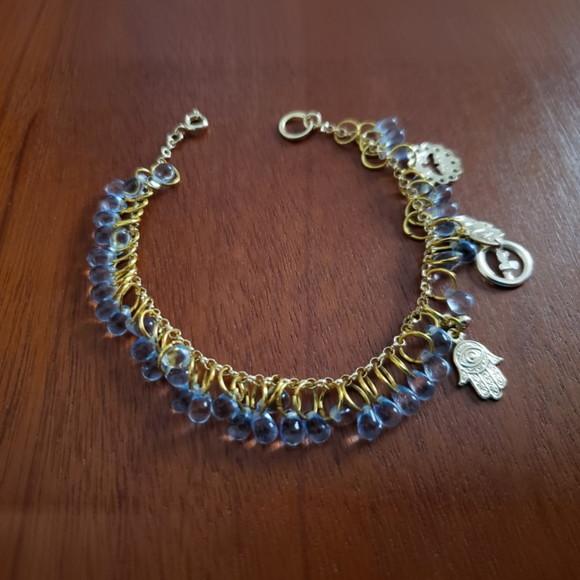 Pulseira Dourada com Cristais Lavanda