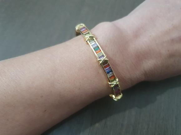 Pulseira Dourada Com Cristais Coloridos