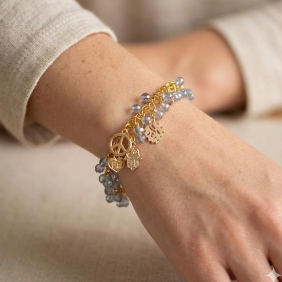 Pulseira Dourada com Cristais Lavanda