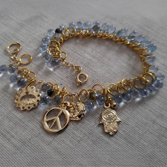 Pulseira Dourada com Cristais Lavanda