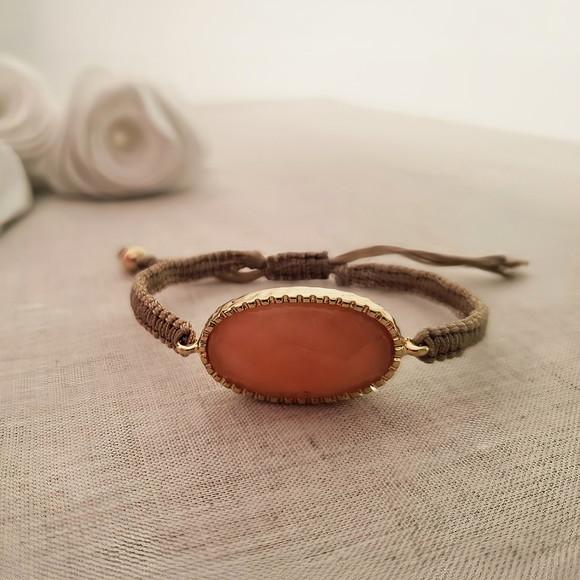 Pulseira Dourada com Pedra Natural Jade