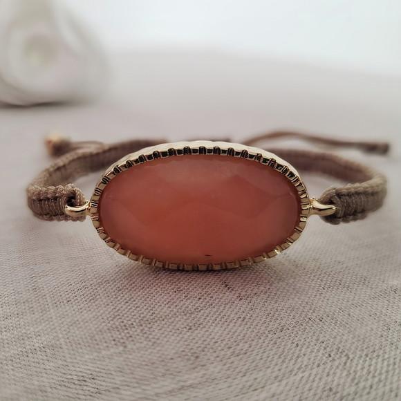 Pulseira Dourada com Pedra Natural Jade