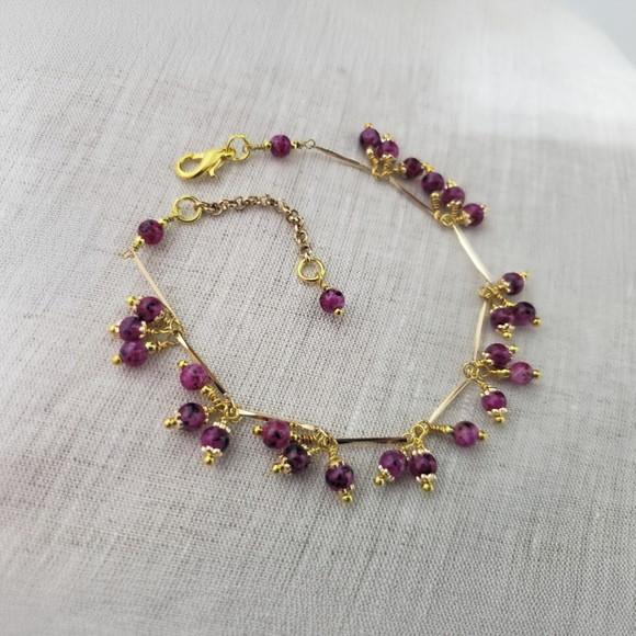 Pulseira Dourada com Pedras Naturais - Semijoia