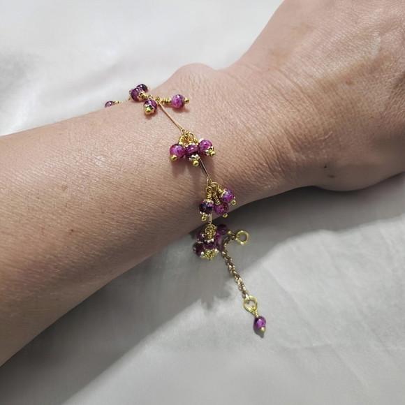 Pulseira Dourada com Pedras Naturais - Semijoia