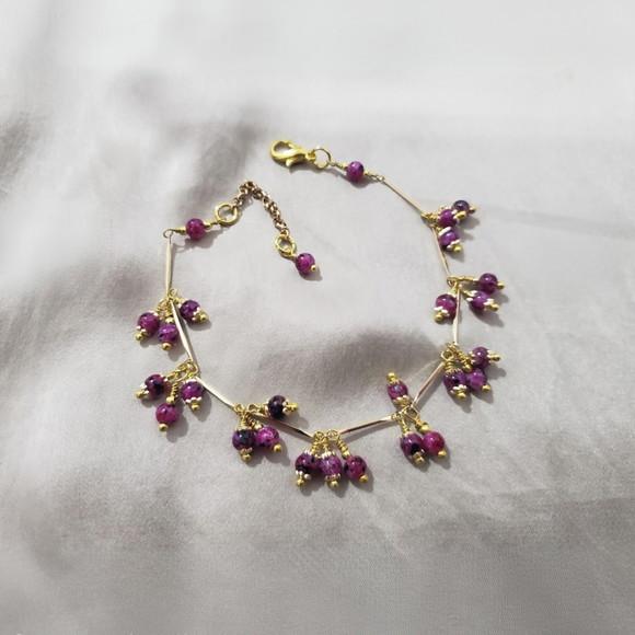 Pulseira Dourada com Pedras Naturais - Semijoia