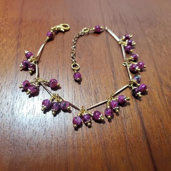 Pulseira Dourada com Pedras Naturais - Semijoia