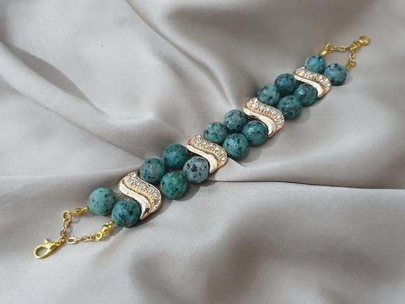 Pulseira Dourada de Pedras Naturais