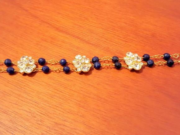 Pulseira Dourada de Pedras Naturais Jade Safira