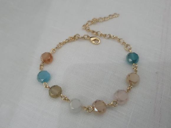 Pulseira Dourada E Cristais Coloridos
