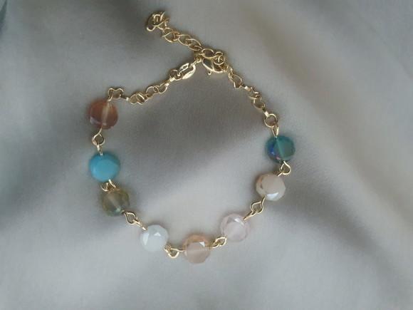 Pulseira Dourada E Cristais Coloridos